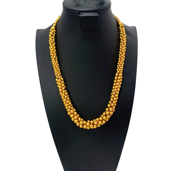 Vintage Gold-Tone Rope Cluster Necklace With Hook Clasp & Chain Detail - Picture 2 of 7